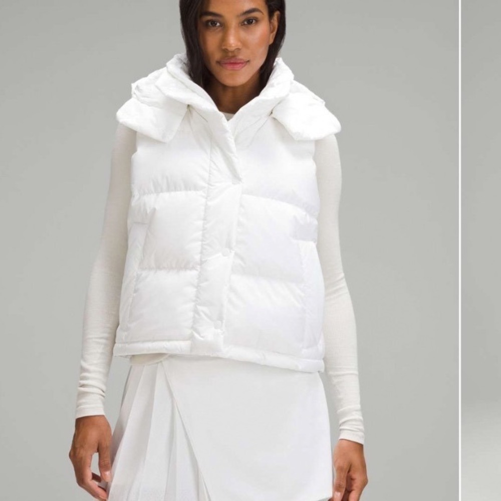 Lululemon Wunder Puff Cropped Down Fill Vest In White Size 2